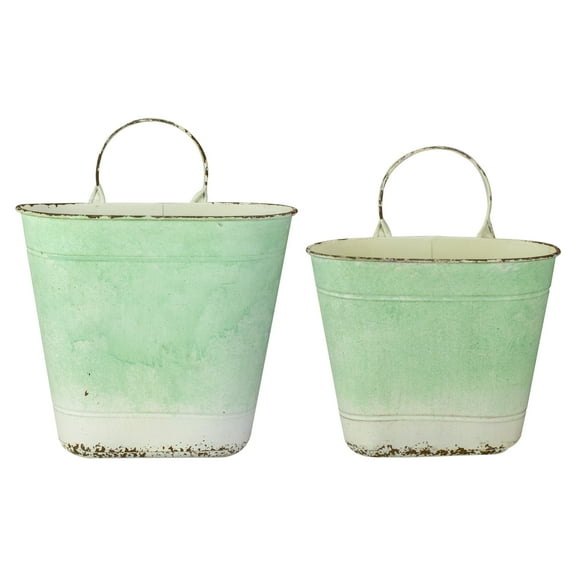 Raz Set of 2 Green Ombre Decorative Wall Decor 13.75"
