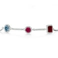 thumbnail image 2 of Gem Stone King 925 Sterling Silver Bracelet Persian Blue Moissanite Created Ruby (1.85 Cttw), 2 of 4