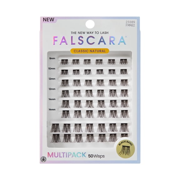 KISS FALSCARA Multipack False Eyelashes Lash Extensions, Classic Natural, 50 Lash Clusters
