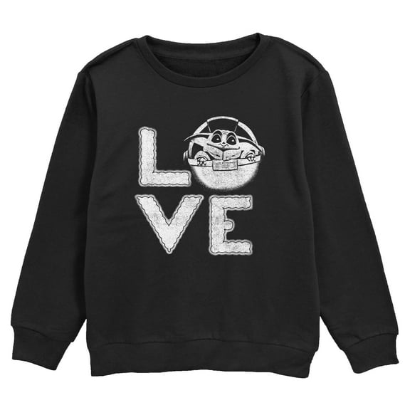 Boy's Star Wars: The Mandalorian Valentine's Day Grogu Love Distressed  Sweatshirt