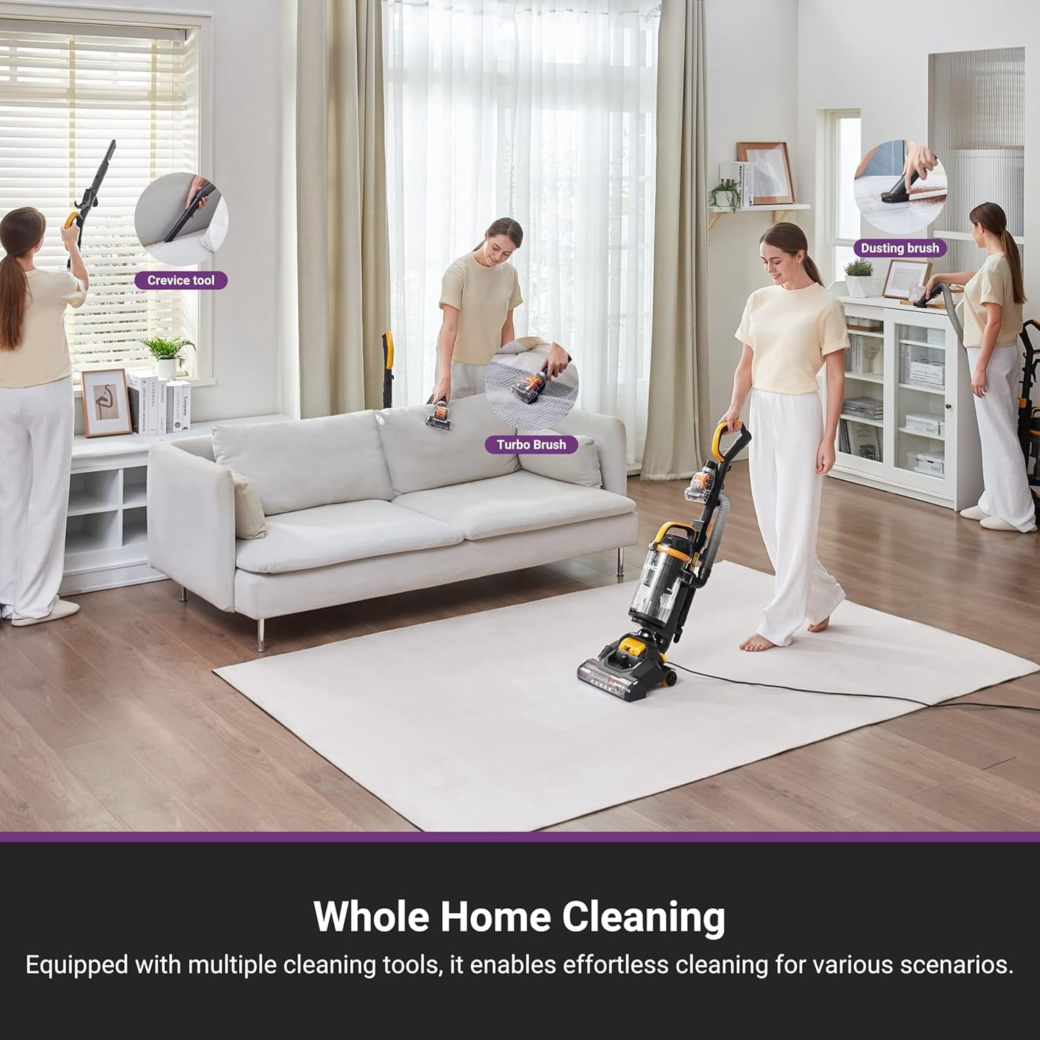 Eureka Powerful Upright Vacuum Cleaner for Home Pet Hair, Lightweight Household Upright Vacuum for Carpet and Hard Floor, MaxSwivel Pro NEU350 with Pet Tool