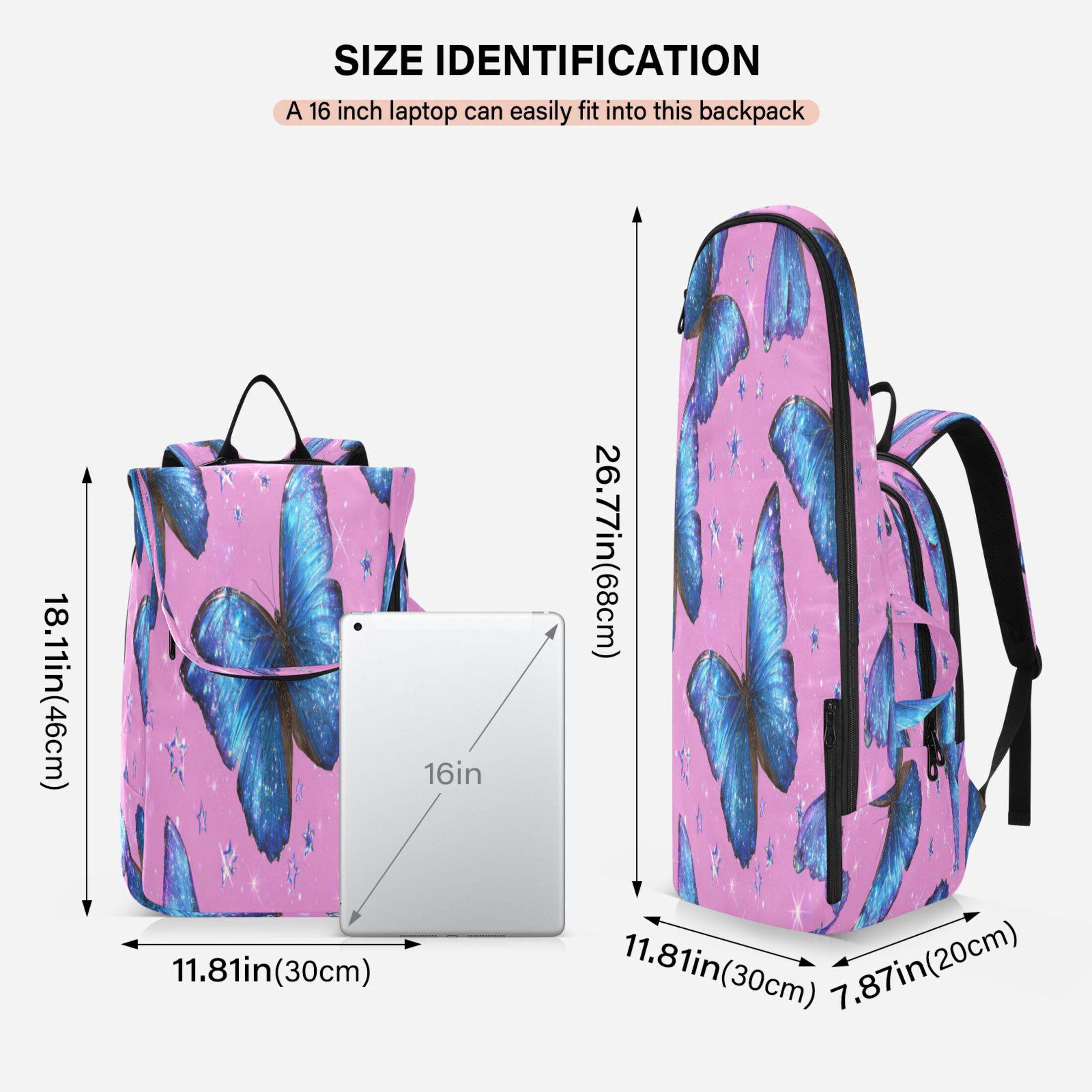 2 Racquet Holder Tennis Backpack Tennis Racket Covers Gym Bags Blue Morpho Butterflies