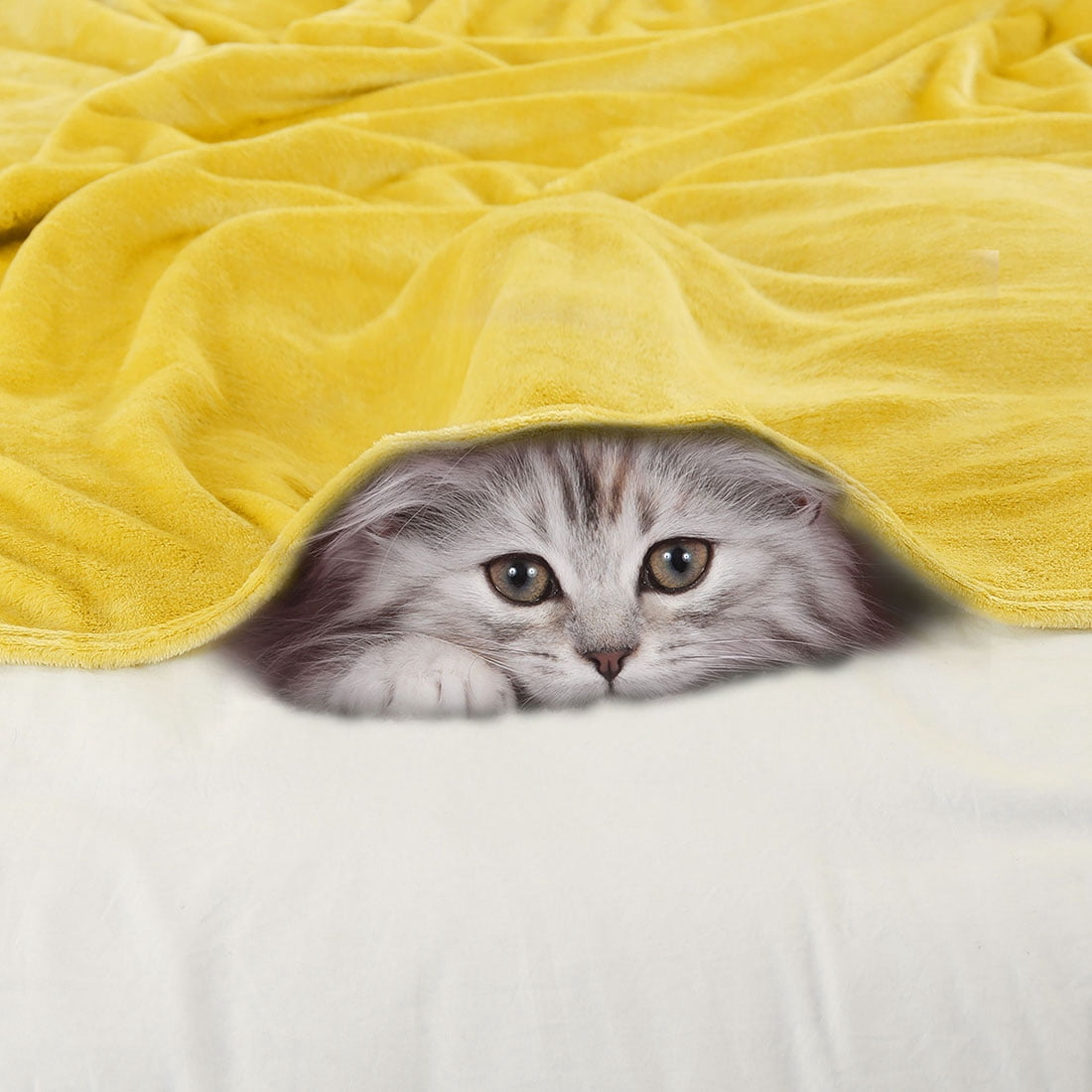 Unique Bargains Fuzzy Plush Flannel Fleece Throw Blanket Yellow 27" x 40"