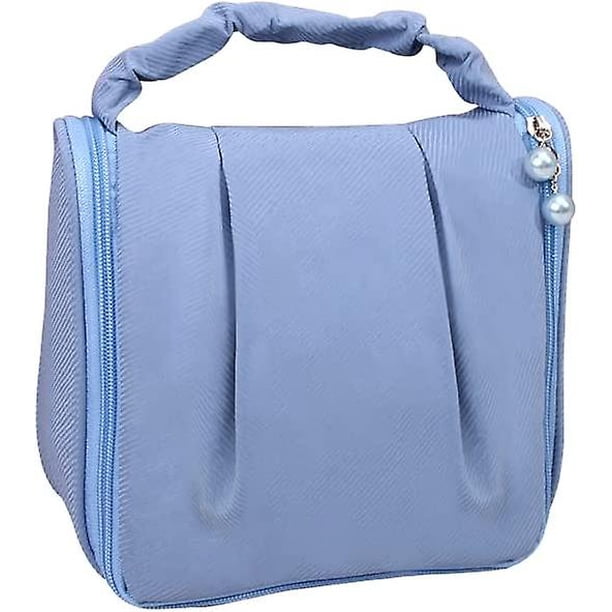 Travel Makeup Bag Organizer Large Cosmetic Bags For Women Zipper Pouch Travel Accessories Portable Waterproof Toiletry Bag With Hanging Hook (blue)1pc