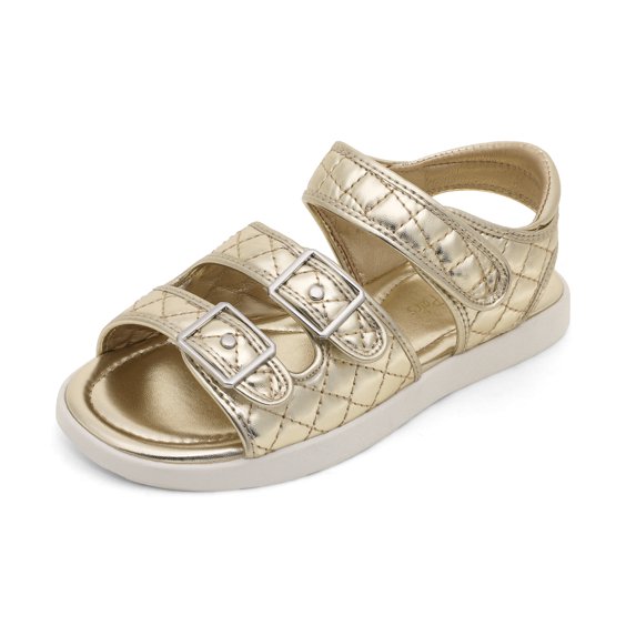 Dream Pairs Kids Girls Boys Summer Open Toe Sandals with Adjustable Strap Buckle Shoes Toddler/Little Kid SDSD2210K GOLD Size 12