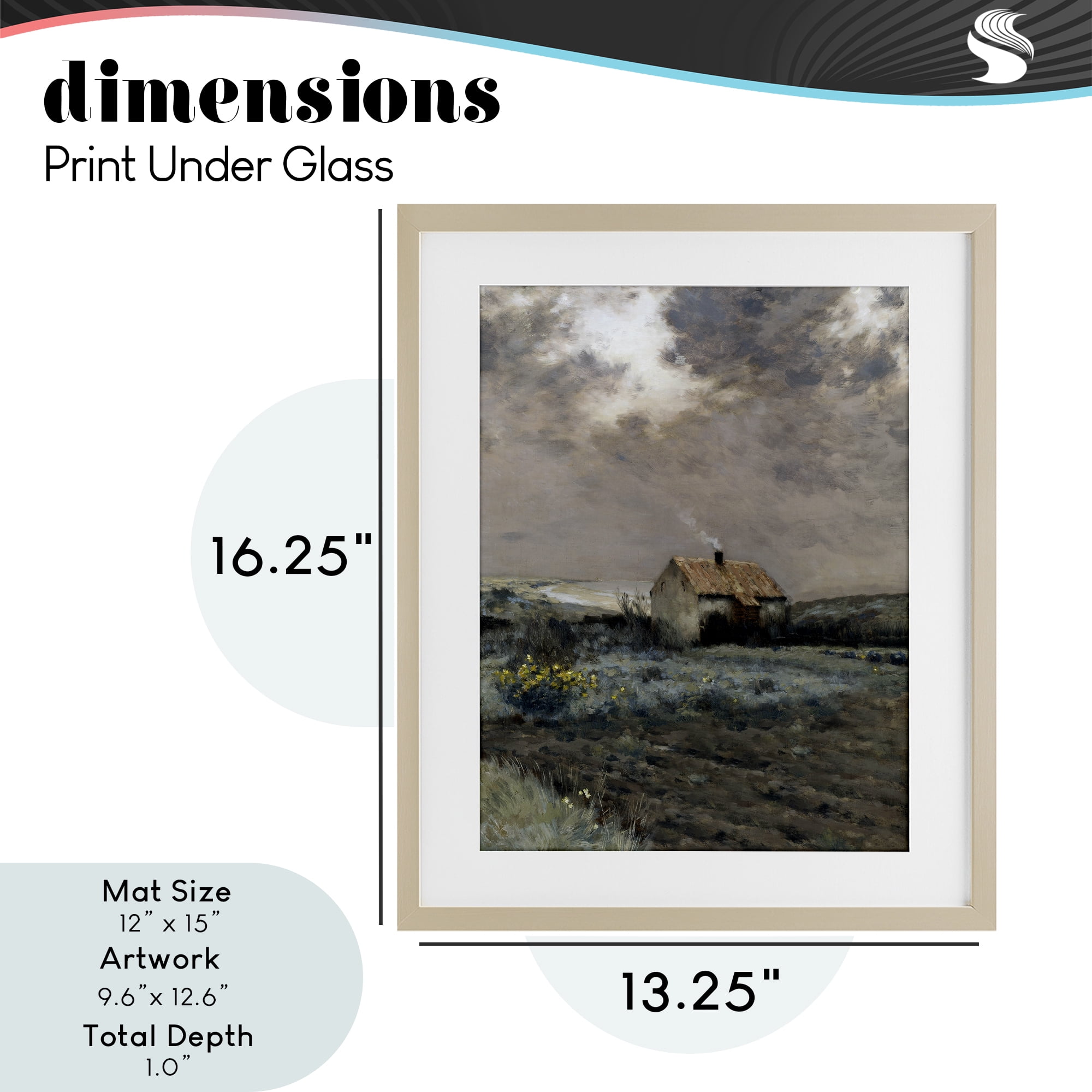 Cabin in Overcast Field Birch Framed Print Under Glass, design by Lettered and Lined