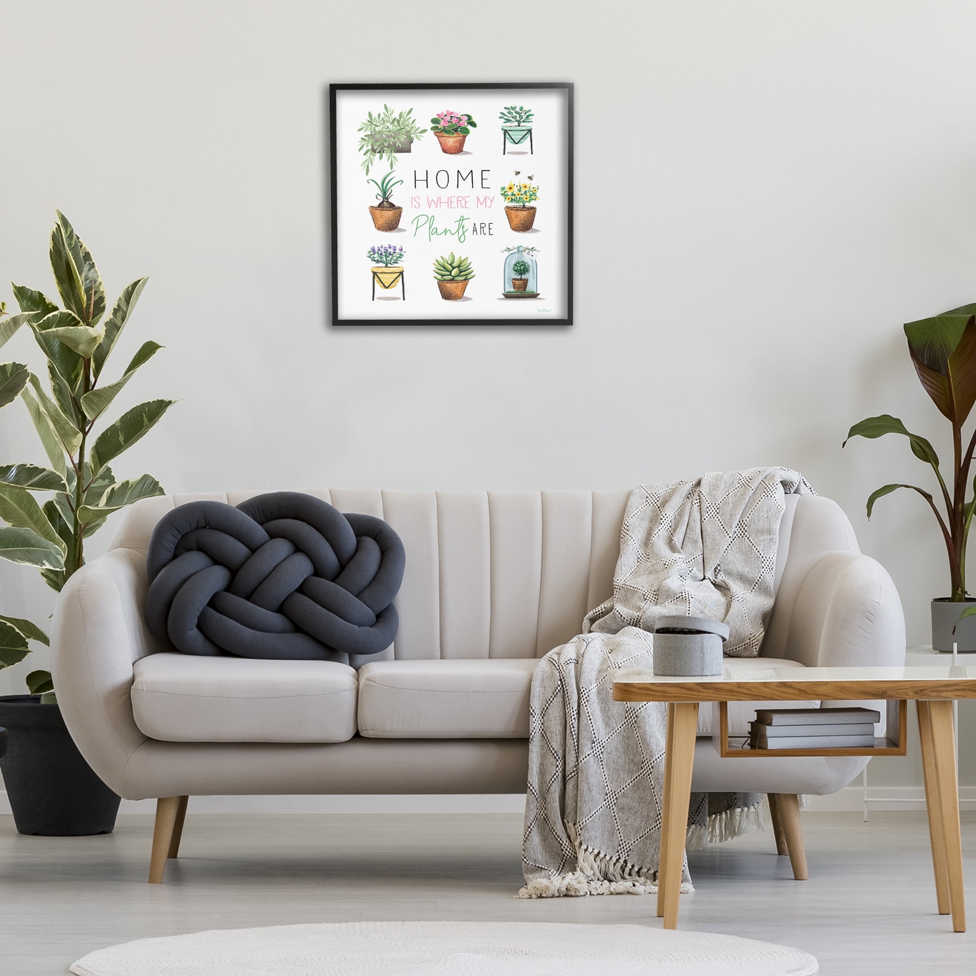 Stupell Industries Home Where Plants Are Plants & Flowers Painting Black Framed Art Print Wall Art, 24 x 24