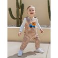 thumbnail image 4 of BemeyourBBs Baby Boy Fall Outfit Long Sleeve Romper Plaid Overall Pants 2 Pcs Set, 4 of 9