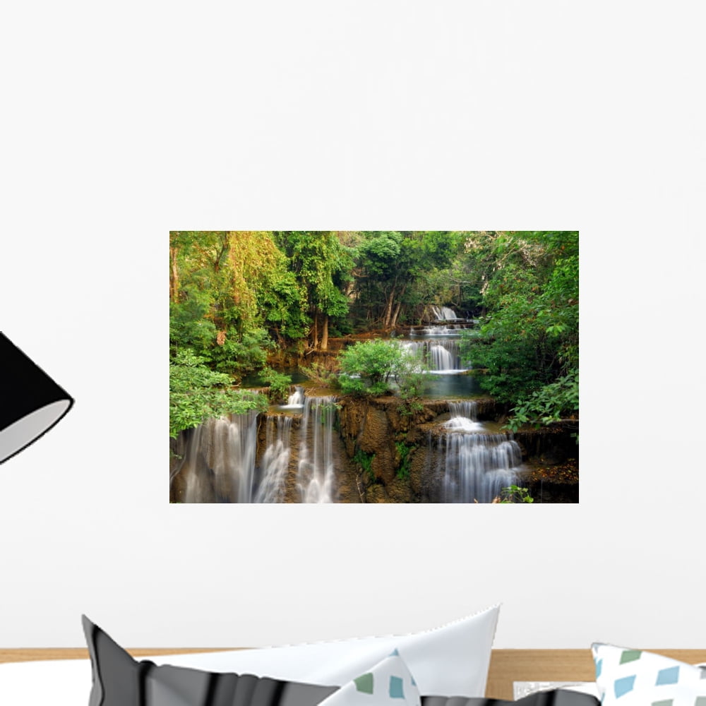 Water Fall Deep Forest Wall Mural by Wallmonkeys Peel and Stick Graphic ...