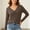 Coffee, variant on WRFWUL Womens Long Sleeve V Neck Shirts Ruched Front Slim Fit Solid Color Blouses Casual Fall Comfy Soft Tops