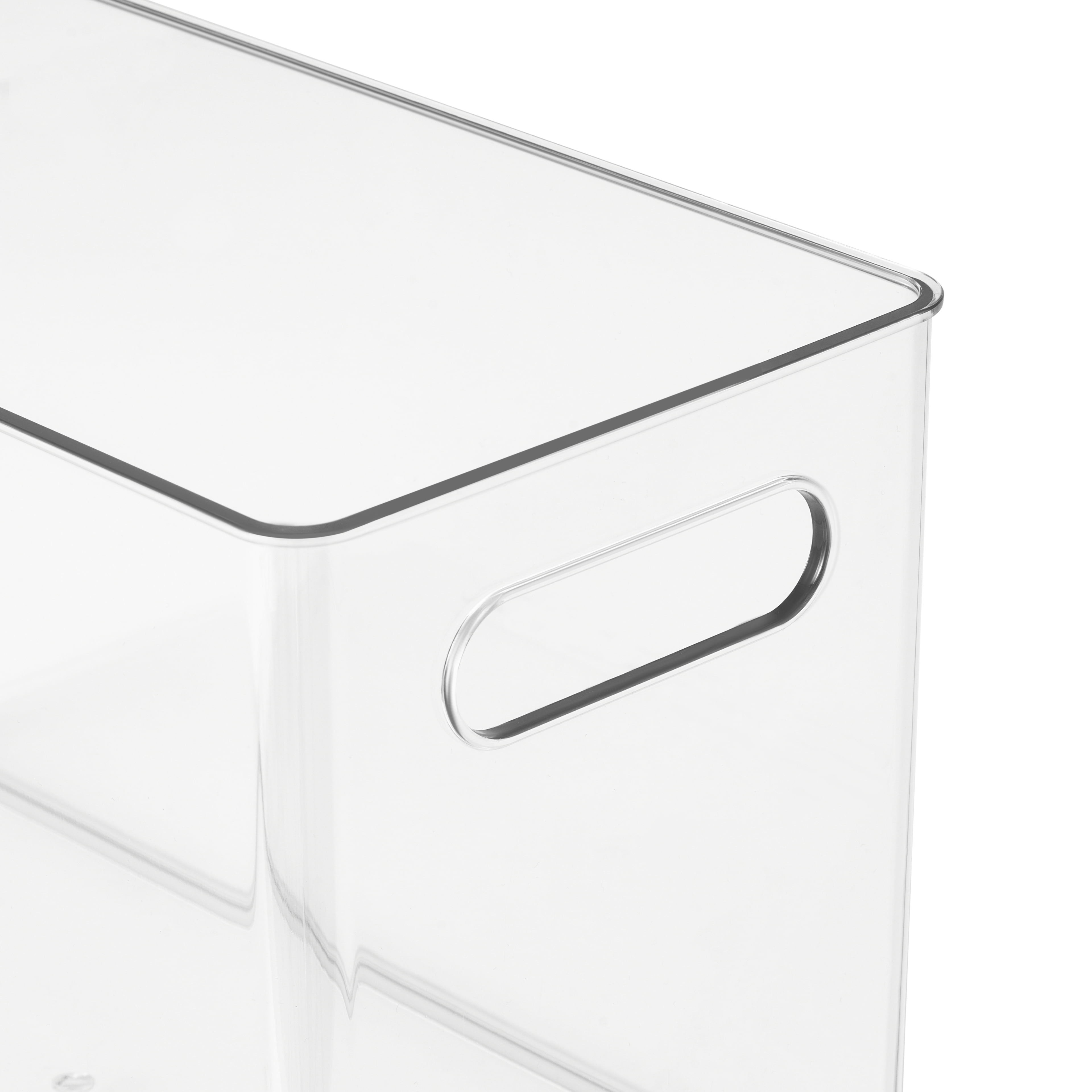 Simply Tidy 13" x 6.5" Clear Storage Bin with Handles - Stackable Plastic Organizer for Binders, Yarn, Fabric Rolls & Craft Supplies, Easy-Carry Design, 6 Pack
