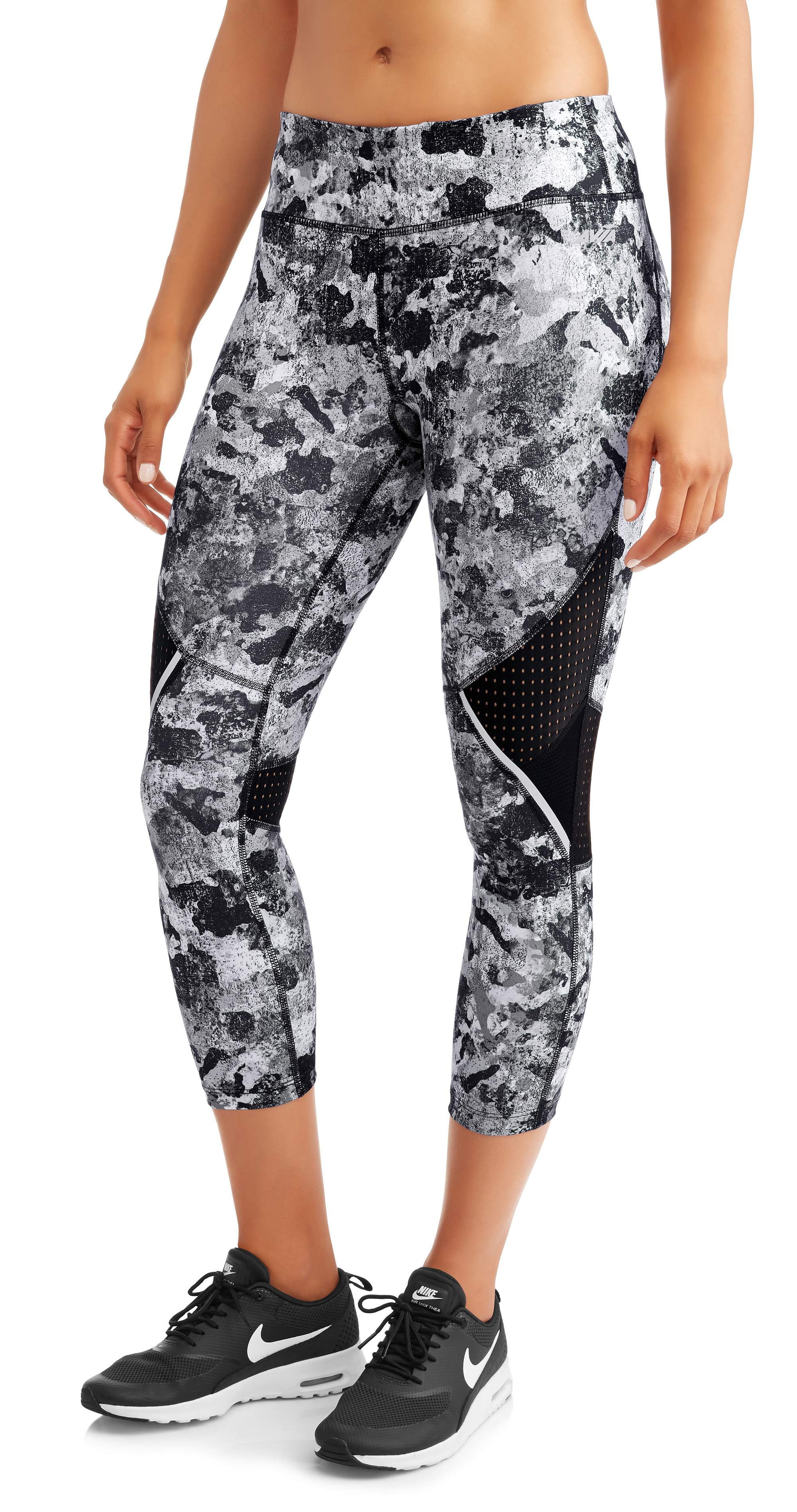 Avia Women's Active Allover Print Performance Capri Legging with Mesh