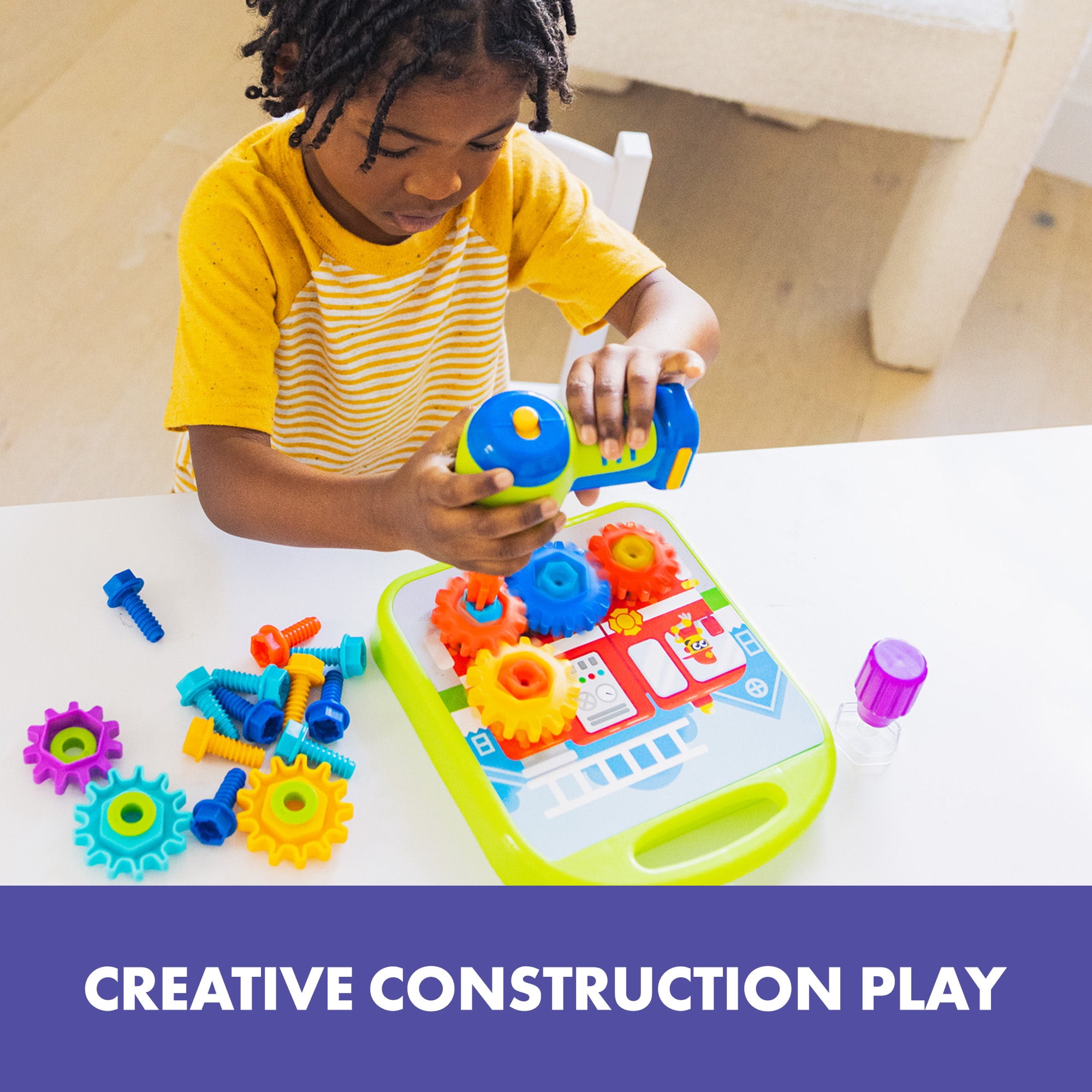 Educational Insights Design and Drill Gears Workshop, STEM Construction Toy, Ages 3+