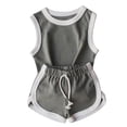 thumbnail image 4 of SONGGE Girls Summer Outfit Sets Sleeveless O-Neck Vest And Shorts Two Piece Playwear Casual Athletic Wear For Toddlers Kids Cartoon Birthday Clothes Sets, 4 of 4