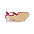 thumbnail image 5 of BLISSFUL STEP Women Velvet Lace-Up Clear Block Heel Sandals Red 6, 5 of 7