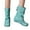 Mint Green, variant on Women's Slouchy Ankle Boots Fold Over Hidden Wedge Western Booties Pull on Wide Calf Buckles Motorcycle Riding Shoes Orange 8