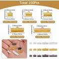 thumbnail image 2 of 1 Box 150Pcs Gold Ribbon End Clamps Bracelet Metal Crimp Ends Iron Pinch Colorful Leather Bookmark Fastener Clasp Cords Findings for Jewelry Making Choker Bracelets Anklets Supplies DIY Craft diy, 2 of 5