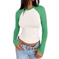 thumbnail image 2 of yunLCZ Women Shirts Women's Autumn And Winter Long Sleeved Yoga Wear Quick Drying Sports Running Color Matching Fitness Wear Top, 2 of 4