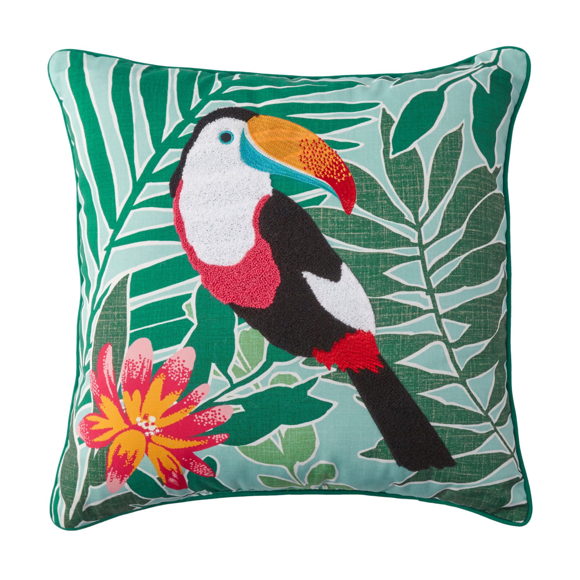 18x18 Multicolor Watercolor Toucan Decorative Throw Pillow
