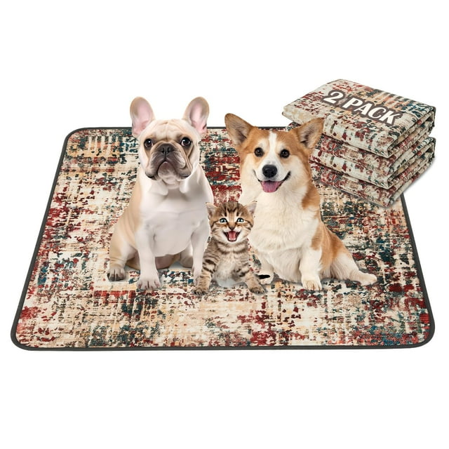 Paquete de 2 almohadillas para orinar para perros, 91 x 104 cm, lavables a prueba de fugas
