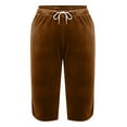 thumbnail image 7 of FRSASU Womens Capri Pants Knee Length Velvet Capris Spring Summer Straight Leg Loose Beach Shorts with Pockets Brown, 7 of 7