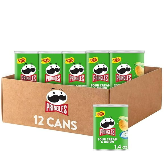 Pringles Small Sour Cream & Onion Potato Crisps Chips, 12 Count, 1.4 oz Each