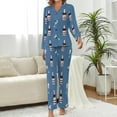 thumbnail image 2 of Top-kevin Women Long Sleeve Pajama Set Comfy Pjs Sets Champagne Bottles Glasses Stars 2 Piece Lounge Set, 2 of 12