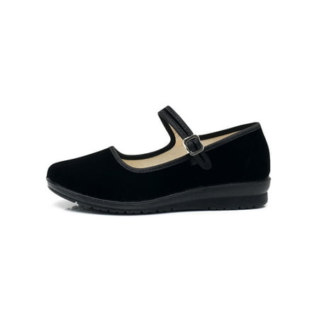 

Rotosw Women Dance Shoes Slip On Flats Lightweight Work Shoe Ladies Dancing Pumps Womens Breathable Buckle Pump Black 4
