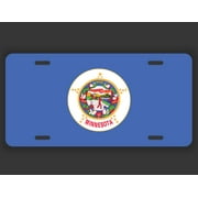 Minnesota State Flag License Plate Tag Vanity Novelty Metal | UV Printed Metal | 6-Inches By 12-Inches | Car Truck RV Trailer Wall Shop Man Cave | VLP048
