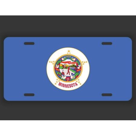 Minnesota State Flag License Plate Tag Vanity Novelty Metal | UV Printed Metal | 6-Inches By 12-Inches | Car Truck RV Trailer Wall Shop Man Cave | VLP048