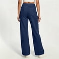 thumbnail image 6 of Miluxas Woman Straight Leg Jeans Casual Elastic High Waist Jeans for Yoga Running Sporting with Pockets Imitation Denim Faric Dark Blue, 6 of 9