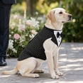 thumbnail image 3 of StlyGar Striped Dog Tuxedo Harness Vest, Black White Pinstripe Pet Wedding Suit with Black Bow Tie, Formal Puppy Costume for Party Holiday Outdoor(S), 3 of 4