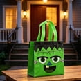 thumbnail image 4 of Halloween Treat Bags,Reusable Goodie Gift Bags With Handles For Trick Or Treat Candy And Party Favors,Character Print Tote Bags For Classroom Costume Party October Holiday Supplies And Decor(green), 4 of 6