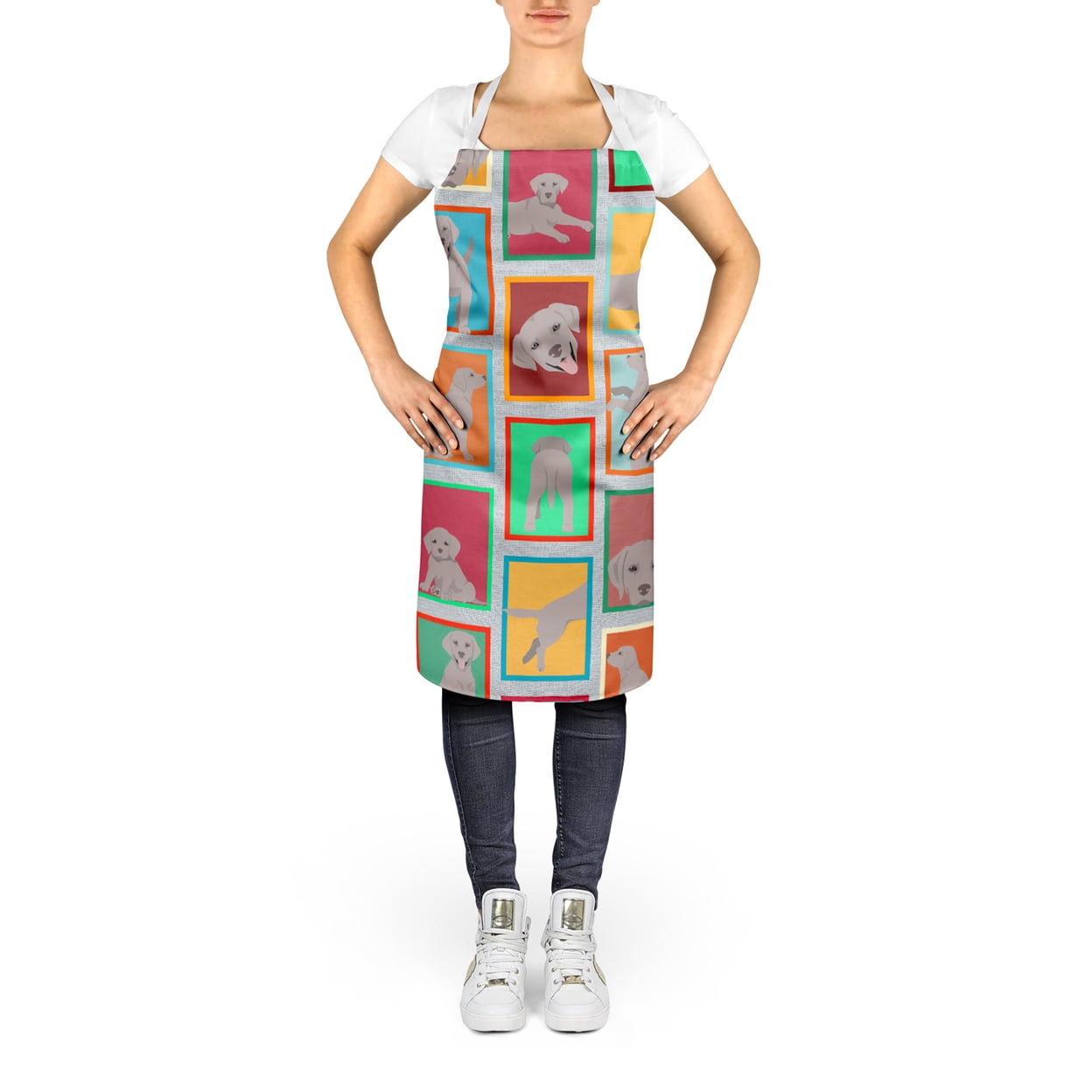 Lots of Grey Labrador Retriever Apron 27 in x 30 in