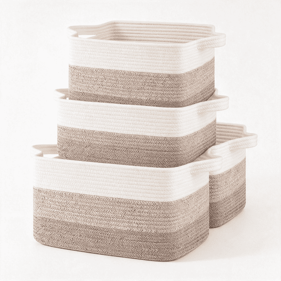 ZXYIE Storage Baskets for Organizing,Woven Baskets for Shelves,Rectangle Decorative Organizer for Storage Clothes,Toy,Books,Towels Nursery Bins 3 Pack (Gradient Yellow,13"X9.85"X8.7")
