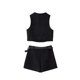 thumbnail image 4 of HH TRAF 2024 Conjunto de mujer negro cuello redondo sin mangas botón chaleco de un solo pecho + cinturón de cintura alta pantalones cortos traje de moda para mujer, 4 of 5