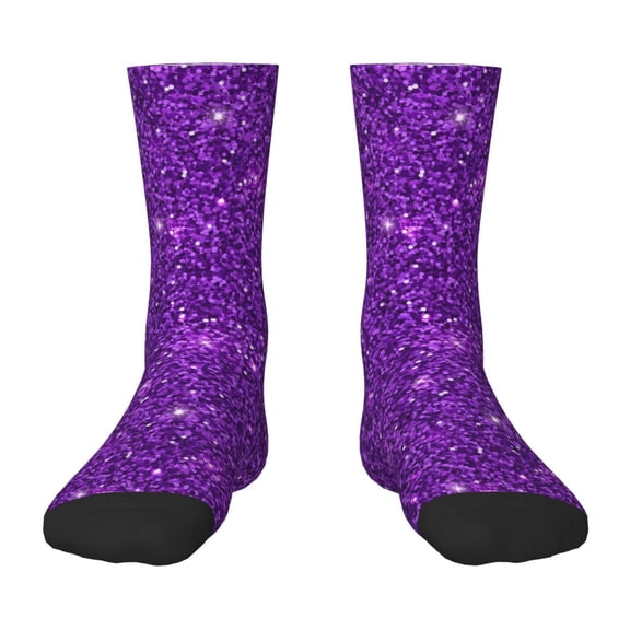 Naloa Purple Glitter Kids Socks Unisex Kids and Toddlers' Crew Socks, ,1 Pairs