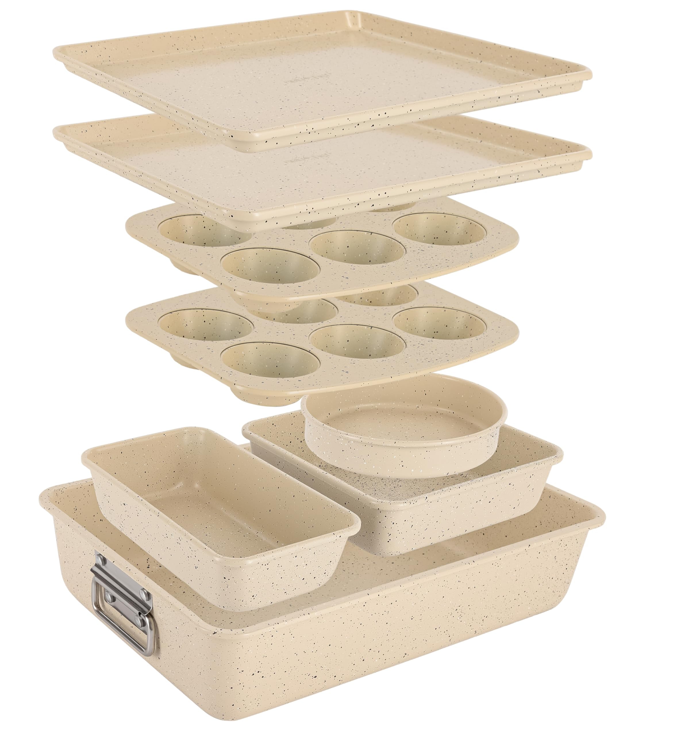 Kikcoin Bakeware Set 22 Pcs Carbon Steel Non stick Baking Pan Set Including Muffin Pan Cookie Sheet Oven Safe up to 480