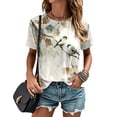 thumbnail image 2 of jowamay Womens Bird Tee Shirt Branch Casual Crewneck Short Sleeve Graphic Tees Regular Fit Trendy Tops Daily Wear, 2 of 7