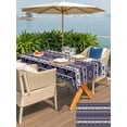thumbnail image 5 of Outdoor Tablecloth with Umbrella Hole for Patio/Picnic/Party/Camping, Purple Black Boho Waterproof Table Cloth Rectangle Table Cover Washable, Vintage Tribal Striped Southwestern (60"x 102"), 5 of 9