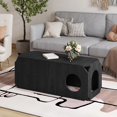 thumbnail image 4 of Pusnapku 39" Coffee Table, Farmhouse Rustic Center Table with Holes and Anti-Collision Corners, Wooden Rectangle Accent Table, for Living Room, 4 of 9