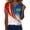 Red, variant on 250th Anniversary USA Women's T-Shirt, Patriotic V-Neck Short Sleeve Top, 1776 Independence Day Henley Shirt, American Flag Stars and Stripes Commemorative Tee