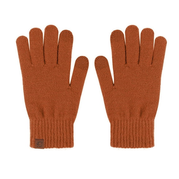 Resicozy Winter Gloves for Men Women Knitted Solid Color Casual Fashion Warm Adult Gloves Orange 8.6 In