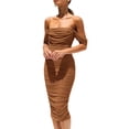 thumbnail image 1 of Vestido PRETTYGARDEN 2025 Ajustado con Hombros Descubiertos y Fruncido Talle S, 1 of 8