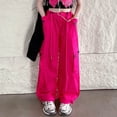 thumbnail image 2 of Splozh Toddler Cargo Pants Girls Fashion Wide Leg Cargo Pants Baggy Cargo Trousers Hiking Pants Hot Pink,15-16 Years, 2 of 7