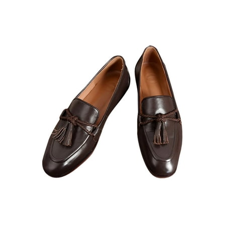 

Harsuny Womens Walking Anti-Slip Boat Shoes Tassel Loafers Party Slip Resistant Low Top Dress Shoe Brown 7