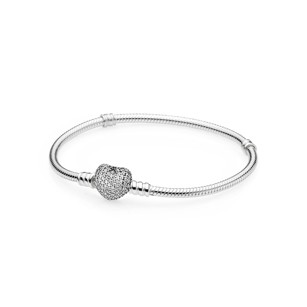 PANDORA - Pandora Silver Bracelet With Heart Clasp - Walmart.com ...