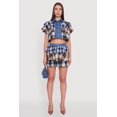 thumbnail image 3 of Women's Cropped Denim Detail Raw Hem Plaid Tiered Shirt, 3 of 5