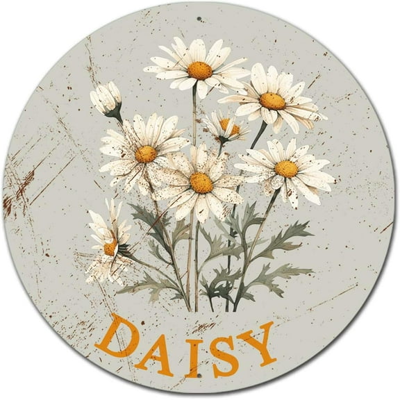 Metal Sign Tin Sign Retro Round Garden Flower Daisy Bathroom Signs for Home for Home Decor 8"x8"