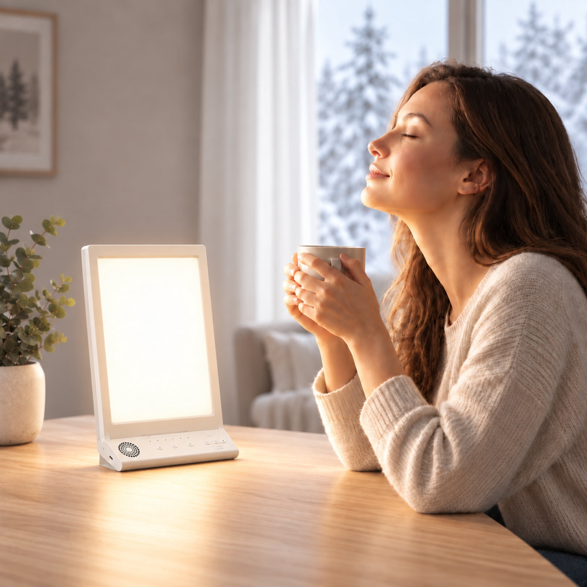 INSMART Light Therapy Lamp, 10,000 Lux with Adjustable Brightness, 3000K-6500K Color Temperature, Timer and 10 Nature Sounds